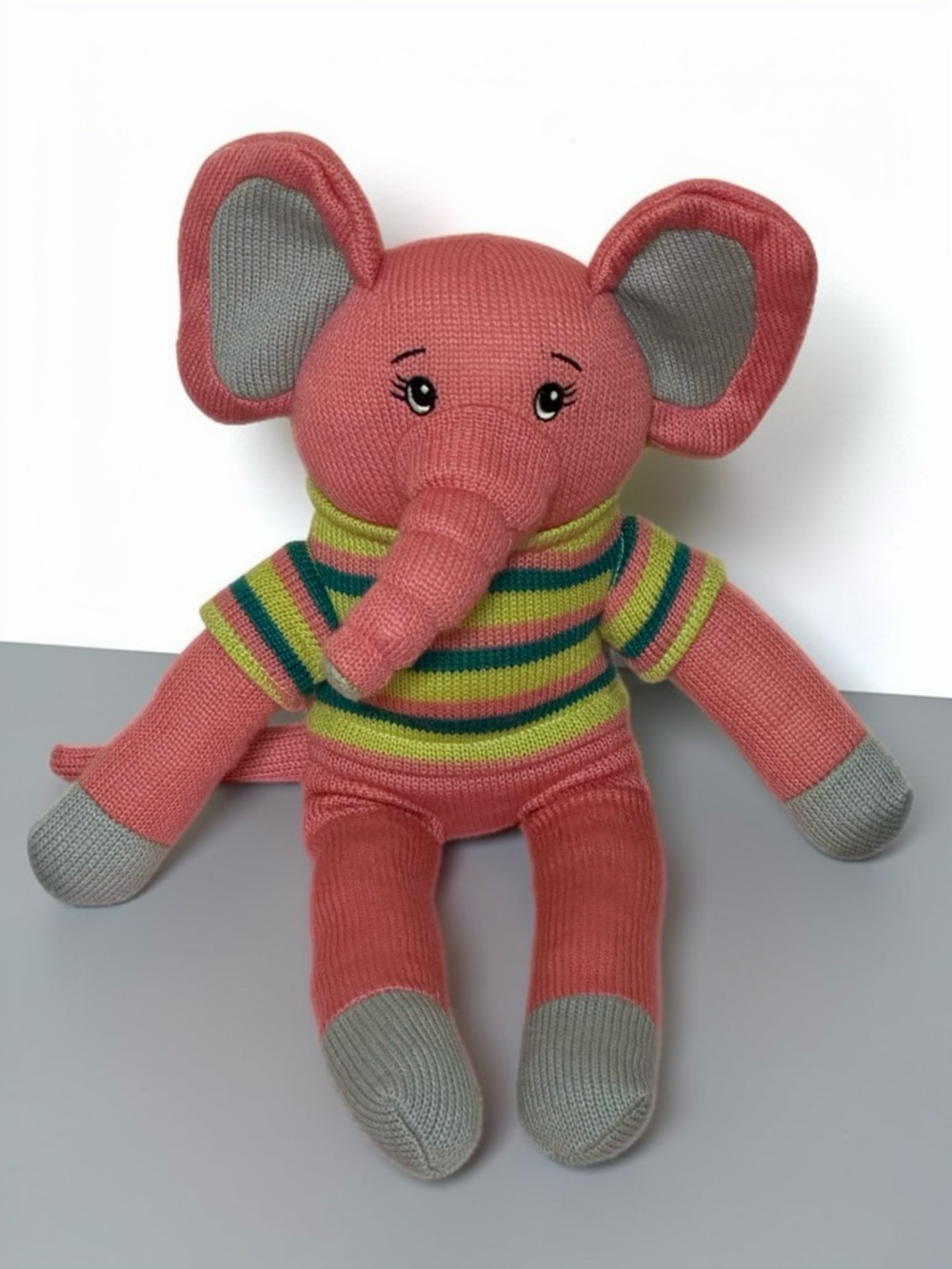Dan Dee Pink Sweater Knit Sock Elephant Plush Toy 2009 Collector’s Choice